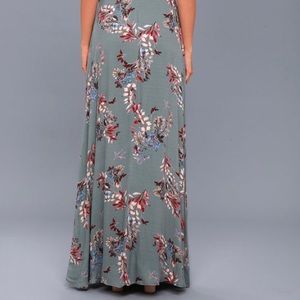 fiorire slate blue floral print wrap maxi dress